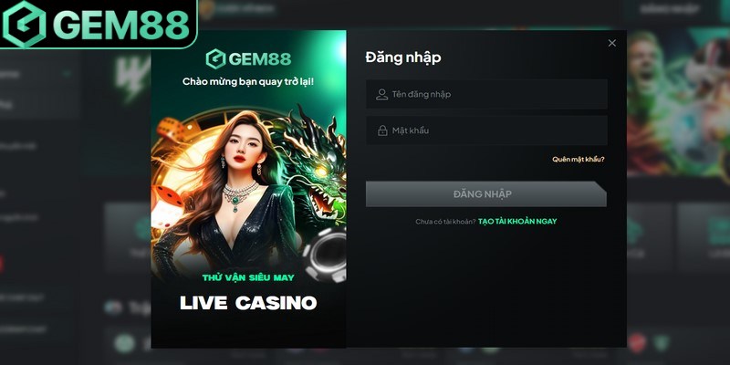 Đăng nhập tài khoản cá nhân để đổi mật khẩu Gem88