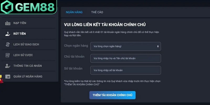 Tuân thủ điều kiện rút tiền Gem88 tránh xảy ra sự cố